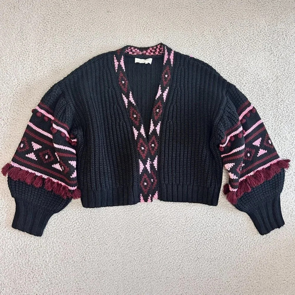 Sachin and Babi Landon Cardigan Womens Small Aztec Puff Bubble Sleeve - Picture 13 of 16